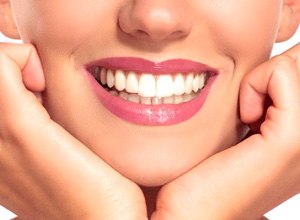 Close-up of woman’s smile with perfect teeth