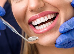 Closeup of smile after oral cancer screening