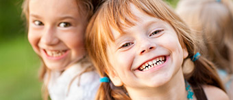 Young girls smiling happily